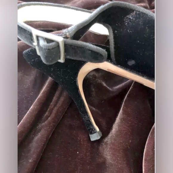 Nina Ricci Sandals Shoes Open Toe Heeled Black Velvet sling backs 40.5 9-9.5-10 - Picture 2 of 4